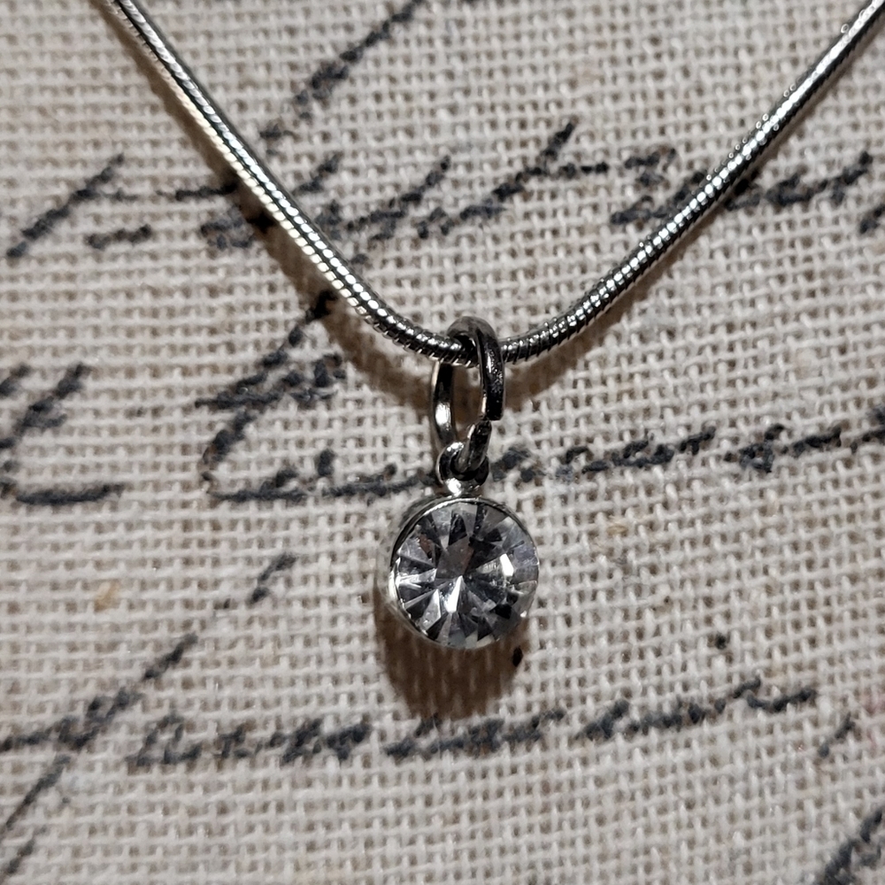 Rhinestone Simple Charm Necklace 18" Chain
